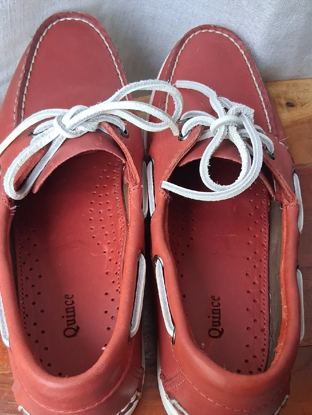 Quince Water Resistant Leather Boat Shoe Amaro Red 9.5